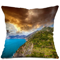 Wonderful Landscape Of Cinque Terre Coast, Italy Pillows 64042264