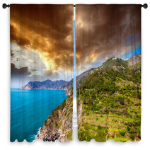 Wonderful Landscape Of Cinque Terre Coast, Italy Window Curtains 64042264