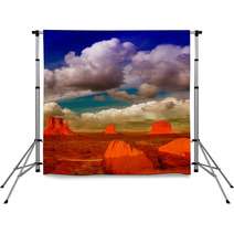 Wonderful View Of Famous Buttes Of Monument Valley At Sunset, Ut Backdrops 54325217