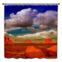Wonderful View Of Famous Buttes Of Monument Valley At Sunset, Ut Bath Decor 54325217