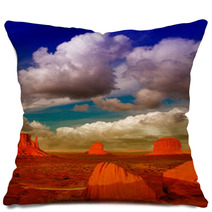 Wonderful View Of Famous Buttes Of Monument Valley At Sunset, Ut Pillows 54325217