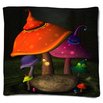 Wonderland Series - Wonderland Mushrooms Blankets 58027457