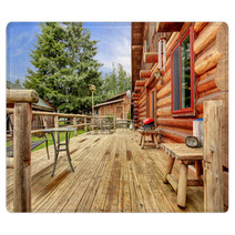 Wood Horse Farm Cabin Rustic Deck. Rugs 42831382