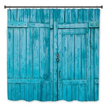 Wooden Blue Door Close Up Bath Decor 176383626
