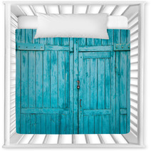 Wooden Blue Door Close Up Nursery Decor 176383626