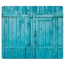 Wooden Blue Door Close Up Rugs 176383626