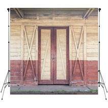 Wooden Door And Wall Backdrops 123983119