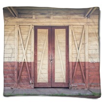 Wooden Door And Wall Blankets 123983119