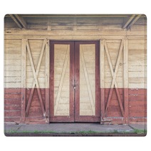 Wooden Door And Wall Rugs 123983119