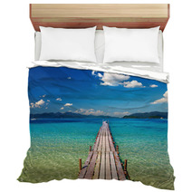 Wooden Pier In Tropical Paradise Bedding 25295366