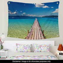 Wooden Pier In Tropical Paradise Wall Art 25295366