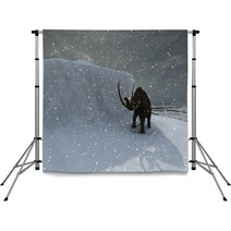 Woolly Ice Age Mammoth In Blizzard Backdrops 34080339