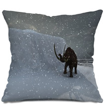 Woolly Ice Age Mammoth In Blizzard Pillows 34080339