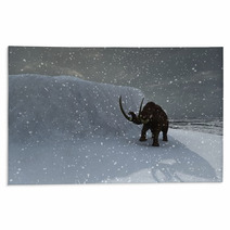 Woolly Ice Age Mammoth In Blizzard Rugs 34080339