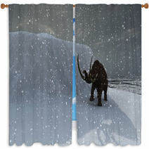 Woolly Ice Age Mammoth In Blizzard Window Curtains 34080339
