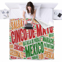 Word Cloud Cinco De Mayo Celebration Isolated Banner Blankets 81489327