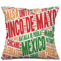 Word Cloud Cinco De Mayo Celebration Isolated Banner Pillows 81489327
