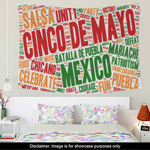 Word Cloud Cinco De Mayo Celebration Isolated Banner Wall Art 81489327
