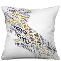 Word Cloud Showing Cities In California Pillows 84056058