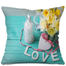 Word Love, Heart And Flowers Pillows 93135003