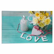 Word Love, Heart And Flowers Rugs 93135003
