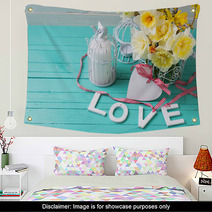 Word Love, Heart And Flowers Wall Art 93135003