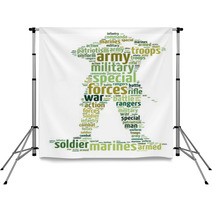 Words Illustration Concept Of A Soldier Over White Background Backdrops 58701248