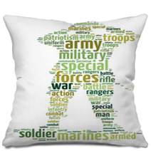 Words Illustration Concept Of A Soldier Over White Background Pillows 58701248