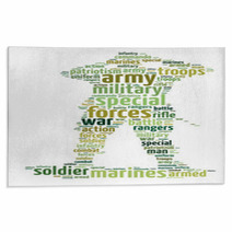 Words Illustration Concept Of A Soldier Over White Background Rugs 58701248