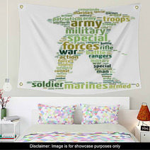 Words Illustration Concept Of A Soldier Over White Background Wall Art 58701248