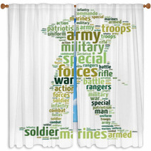 Words Illustration Concept Of A Soldier Over White Background Window Curtains 58701248