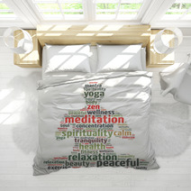 Words Illustration Of A Person Doing Meditation Bedding 55340536