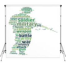 Words Illustration Of A Soldier Over White Background Backdrops 69505529