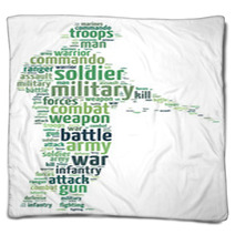 Words Illustration Of A Soldier Over White Background Blankets 69505529