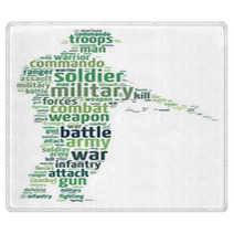 Words Illustration Of A Soldier Over White Background Rugs 69505529