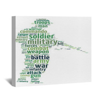 Words Illustration Of A Soldier Over White Background Wall Art 69505529