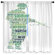Words Illustration Of A Soldier Over White Background Window Curtains 69505529