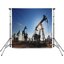 Working Oil Pumps Silhouette Backdrops 40660586