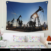 Working Oil Pumps Silhouette Wall Art 40660586
