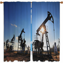Working Oil Pumps Silhouette Window Curtains 40660586