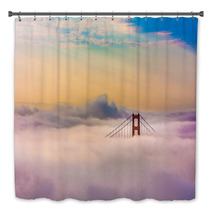World Famous Golden Gate Bridge In Thich Fog After Sunrise Bath Decor 54161606