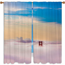 World Famous Golden Gate Bridge In Thich Fog After Sunrise Window Curtains 54161605