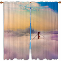 World Famous Golden Gate Bridge In Thich Fog After Sunrise Window Curtains 54161606