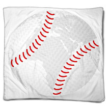 World Map Baseball Ball Blankets 20536026