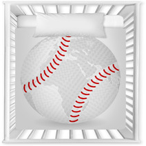 World Map Baseball Ball Nursery Decor 20536026
