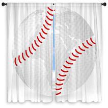 World Map Baseball Ball Window Curtains 20536026