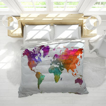 World Map In Watercolor Bedding 118004054