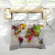 World Map In Watercolor Bedding 86056621