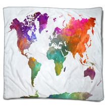 World Map In Watercolor Blankets 118004054