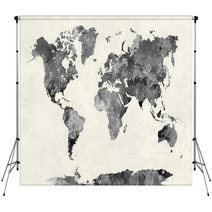 World Map In Watercolor Gray Backdrops 86058946